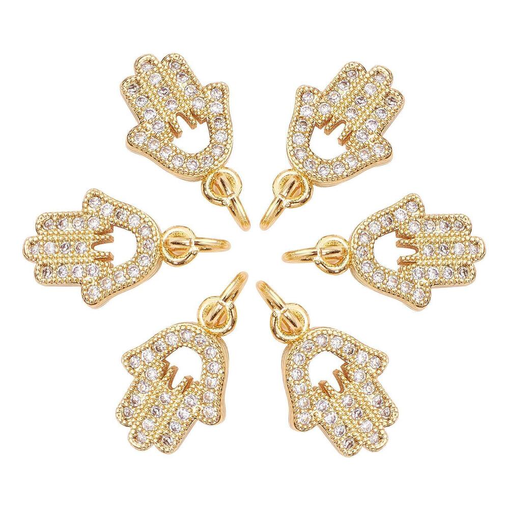 7650 10 pcs Cubic Zirconia Brass Charms Hand Charms Rhinestone Charms